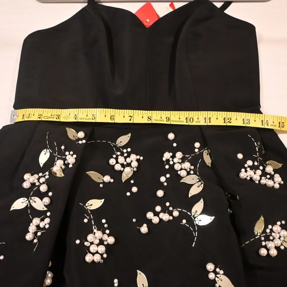 NWT: Carolina Herrera Embellished Pleated Silk-Faille Midi Dress - Picture 11 of 14